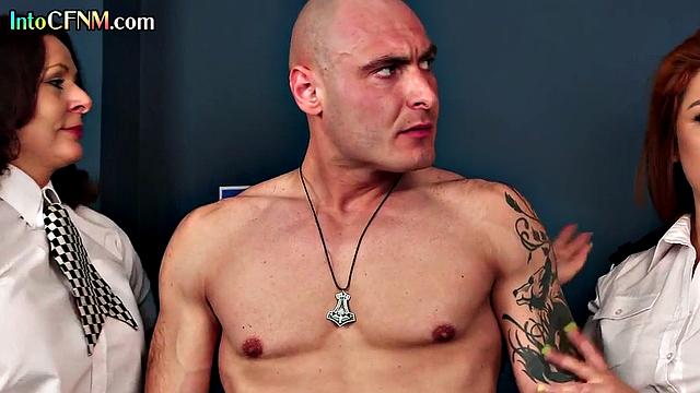 Classy CFNM babes wanking lucky man