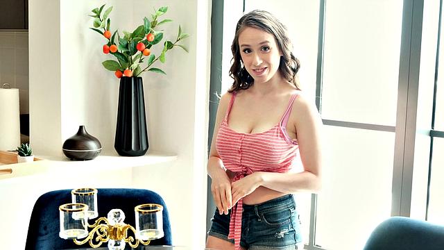 Naturally huge-titted amateur Jackie gives us a masturbation show