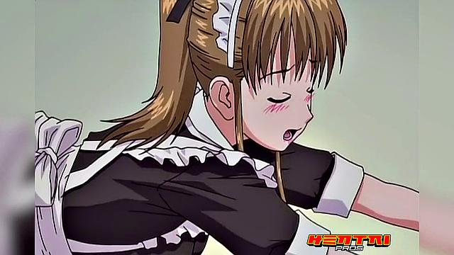 Горячая домработница с большими сиськами исполняет все фантазии хозяина, даже на улице и с игрушками.