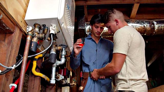 Cocksucking jock banging handyman until cumshot