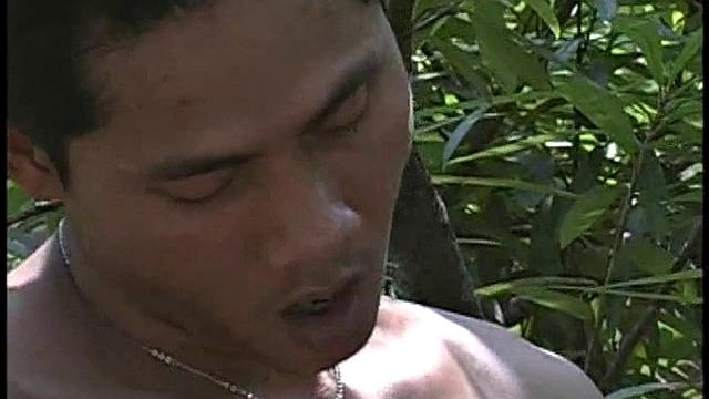 Twink Asian sucks before outdoor doggystyle