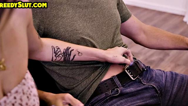 Greedy pierced babe gets pussyfuck in tight muff