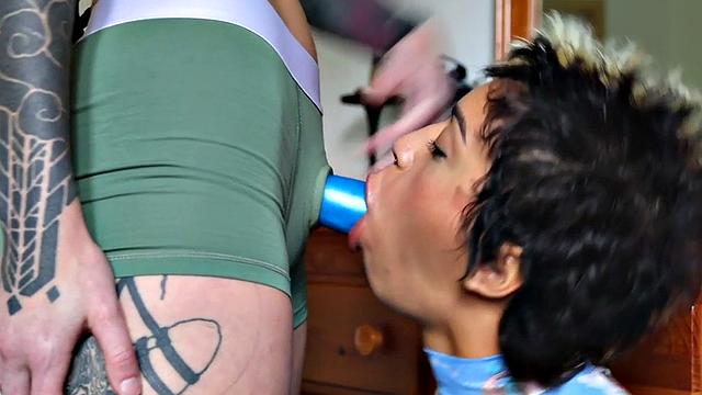 Hot tattooed lesbians in lingerie get off on strapon pussyfucking & doggystyle action