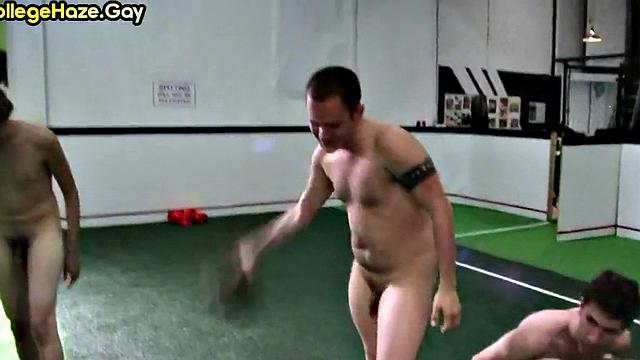 Sportive guy fucked in locker room for fraternity entrance