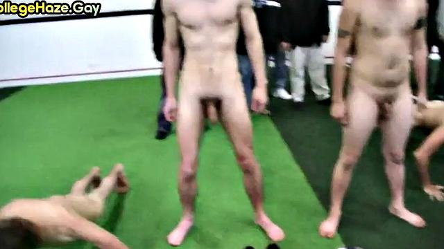 Sportive guy fucked in locker room for fraternity entrance