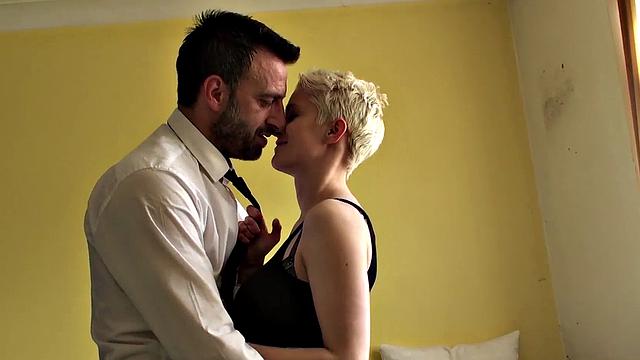 Pixie subslut Mila Milan fed jizz after anal pounding