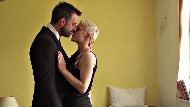 Pixie subslut Mila Milan fed jizz after anal pounding