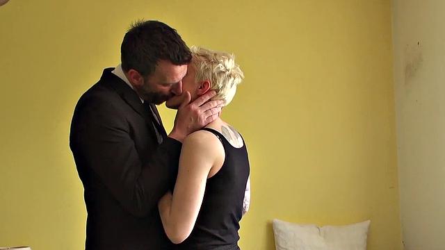 Pixie subslut Mila Milan fed jizz after anal pounding