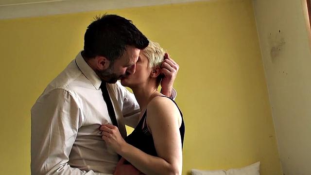 Pixie subslut Mila Milan fed jizz after anal pounding