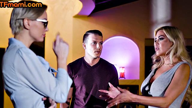 Big-titted MILF sluts banged in threesome doggystyle