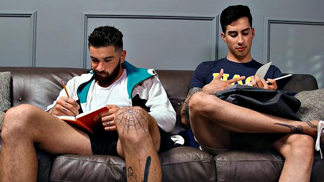 Inked college jock rides dick before doggystyled