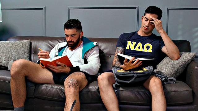 Inked college jock rides dick before doggystyled