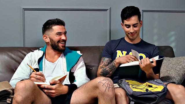 Inked college jock rides dick before doggystyled