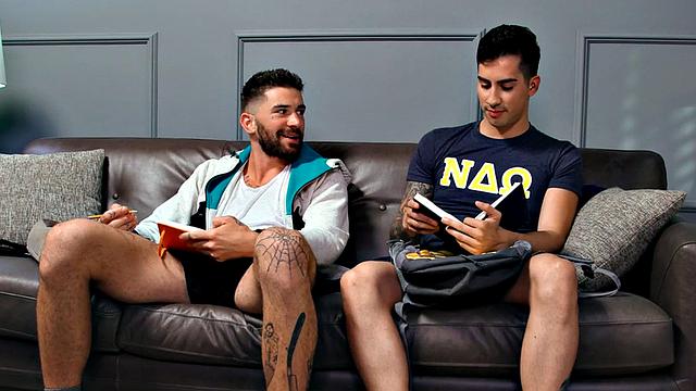 Inked college jock rides dick before doggystyled