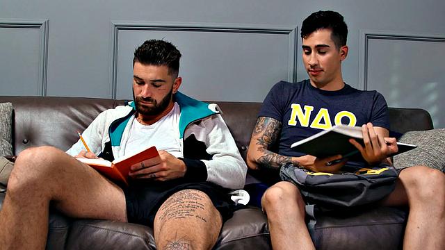 Inked college jock rides dick before doggystyled