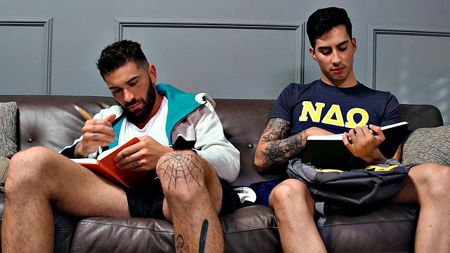 Inked college jock rides dick before doggystyled