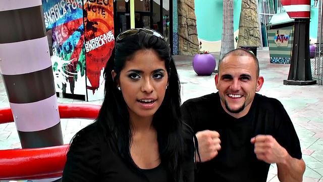 Young hottie with a sexy top enjoys a steamy outdoor orgy with kissing, hair pulling, and handjob