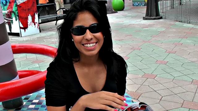 Young hottie with a sexy top enjoys a steamy outdoor orgy with kissing, hair pulling, and handjob