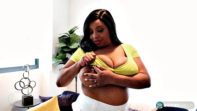 Monica Keyes shows her big tits and toys wet pussy