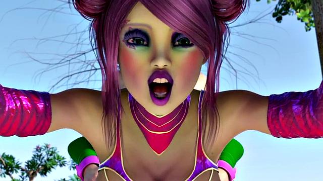 Big tits babe fucked by a blonde in a 3d animation