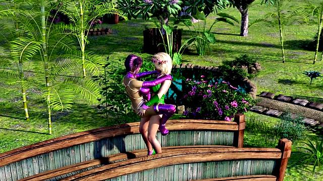 Big tits babe fucked by a blonde in a 3d animation