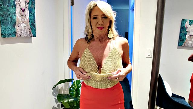 A 69-year-old plays with her toys