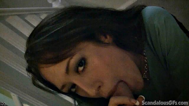 Sexy teen sucks on dick in POV close up