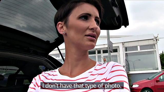 Short-haired brunette MILF gets bent over and pounded hard in the parking lot