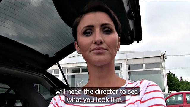 Short-haired brunette MILF gets bent over and pounded hard in the parking lot