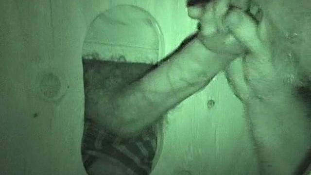 Auntie Bob at favorite glory hole, public rest room gets cruised, longest shoot ever