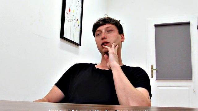 Real stud covered in cum after stroking and sucking