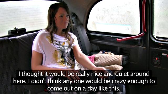 Horny Latvian babe with puffy nipples and brown hair fucks and sucks on Cabbie's hard cock