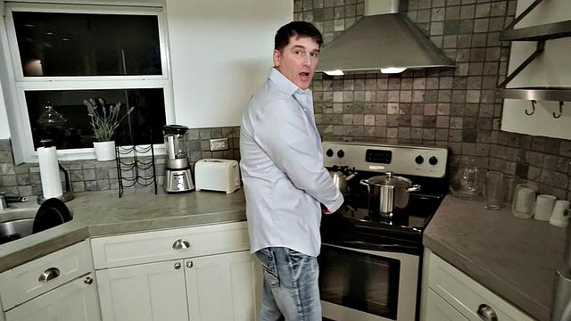 Stepmom's sloppy BJ in the kitchen - Titjob, Handjob & more!