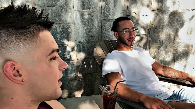 Gay stud duo enjoy bareback anal in hotel room