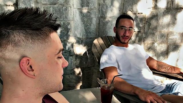 Gay stud duo enjoy bareback anal in hotel room