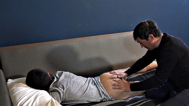 Latin DILF bareback fucks twink at home till cumshot