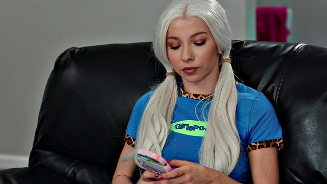 Hairy Pussy and Brown Hair Babe Gets Her Holes Pounded by Daddy's Little Angel