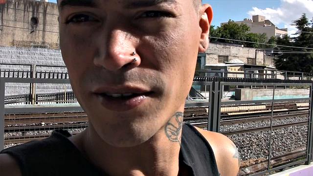 Cameraman pays Latin guy to jerk off, suck cock and take it bare