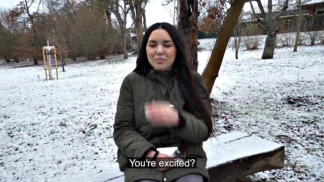 Picked up busty babe gets POV spoiled in doggystyle