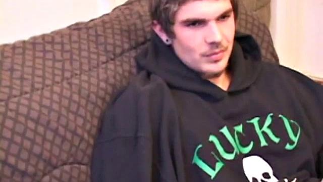 Lucky returns from the skateboard park and invites us to watch him stroke one out. He removes his pants and works on his cock as he lubes up his butt with his finger.