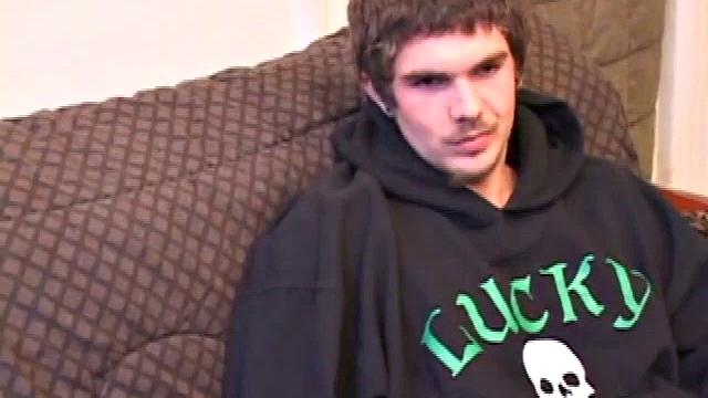 Lucky returns from the skateboard park and invites us to watch him stroke one out. He removes his pants and works on his cock as he lubes up his butt with his finger.