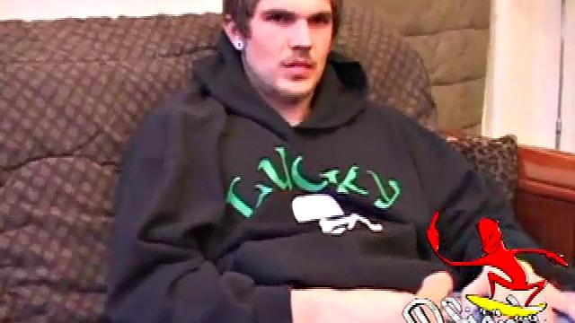 Lucky returns from the skateboard park and invites us to watch him stroke one out. He removes his pants and works on his cock as he lubes up his butt with his finger.
