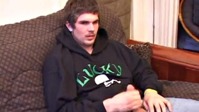 Lucky returns from the skateboard park and invites us to watch him stroke one out. He removes his pants and works on his cock as he lubes up his butt with his finger.