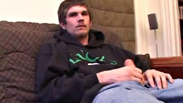 Lucky returns from the skateboard park and invites us to watch him stroke one out. He removes his pants and works on his cock as he lubes up his butt with his finger.