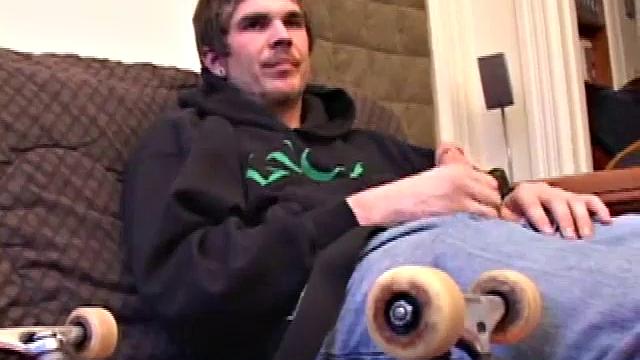 Lucky returns from the skateboard park and invites us to watch him stroke one out. He removes his pants and works on his cock as he lubes up his butt with his finger.