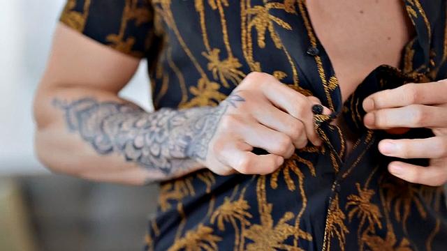 Inked jock stroking his shaft