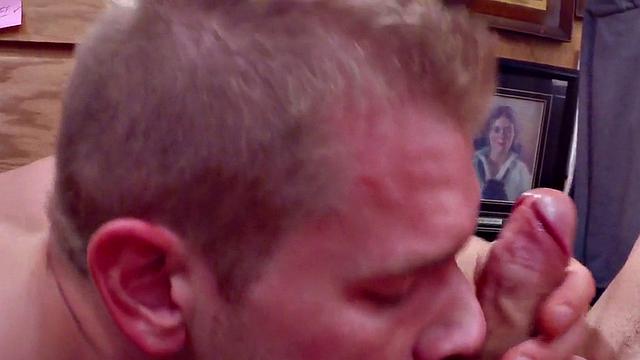 Pawnshop stud gets fucked in office 3way by owners