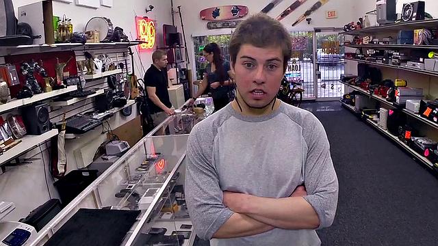 Pawnshop stud gets fucked in office 3way by owners