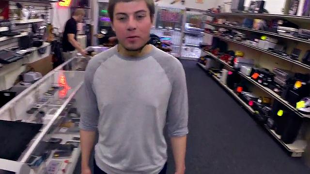 Pawnshop stud gets fucked in office 3way by owners