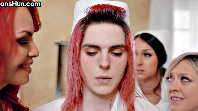 Trans pierced nurses fuck naughty sluts at the hospital